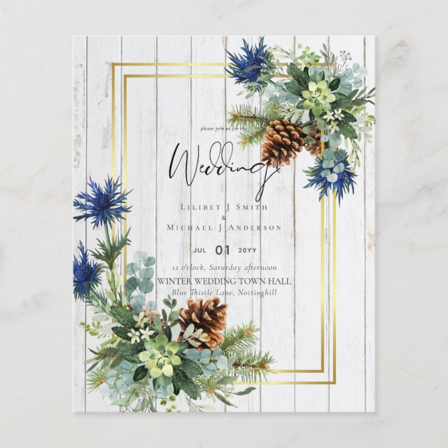 BUDGET  Blue Thistle Eucalyptus Wedding Wonderland (Front)
