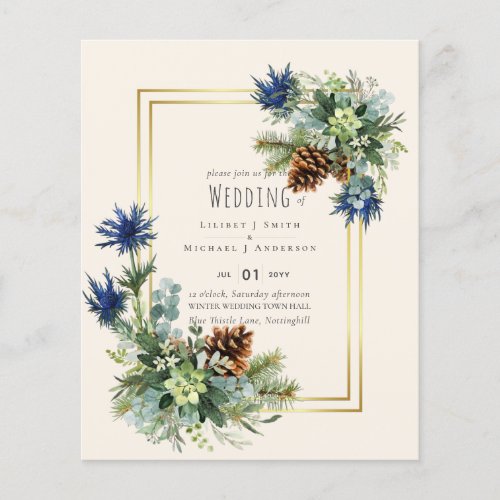 BUDGET  Blue Thistle Eucalyptus Wedding Wonderland Flyer