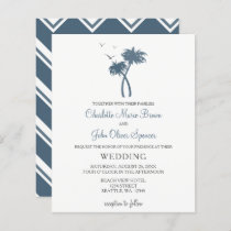Budget Blue Tropical Palm Tree Wedding Invitations