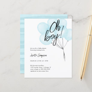 Budget Blue Watercolor Balloons Oh Boy Baby Shower