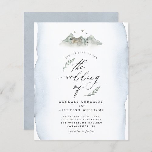 Budget Blue Watercolor Leaves  Mountain Wedding