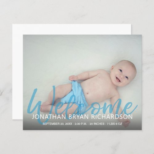Budget Blue Welcome Multi Photo Baby Announcement