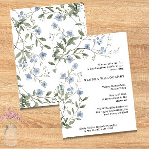 Budget Blue Wildflowers Homeschool Grad Invitation