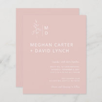 Budget Blush Botanical Monogram Wedding Invitation