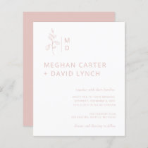 Budget Blush Botanical Monogram Wedding Invitation