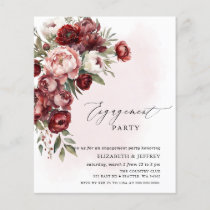 Budget Blush Burgundy Engagement Party Invitations