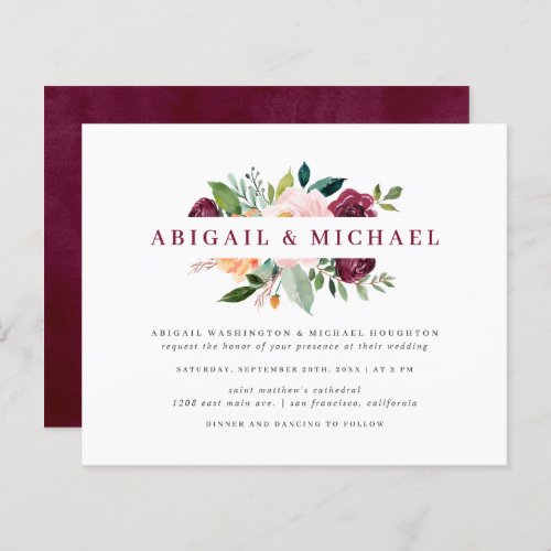 Budget Blush  Burgundy Watercolor Bouquet Wedding