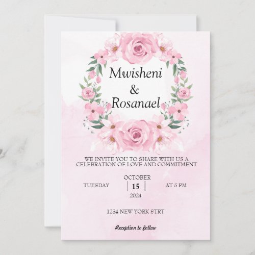 Budget Blush Floral Wedding Invitation