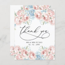 Budget Blush Floral Wedding Thank You Card
