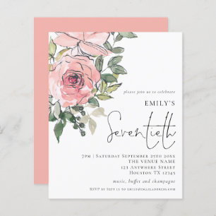 Budget Blush Florals Seventieth Party Invitation
