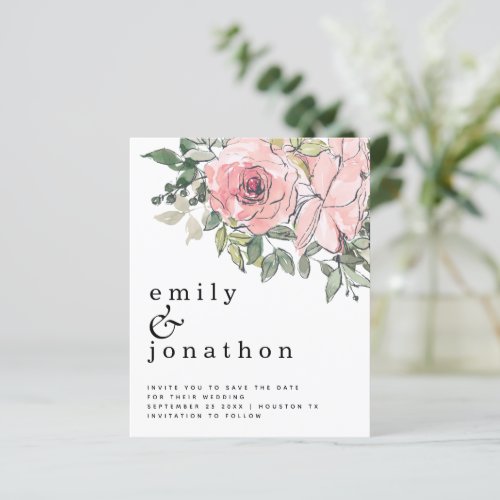 Budget Blush Florals Wedding Save The Date