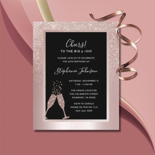 Budget Blush Foil 40th Birthday Party Invitation