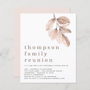 Budget Blush Leaves Family Reunion Party Invite