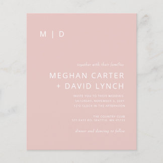 Budget Blush Modern Monogram Wedding Invitation