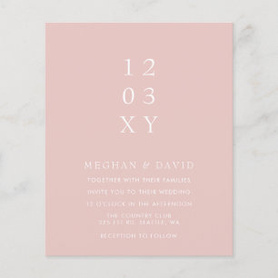 Budget Blush Modern Wedding Invitation