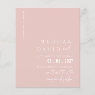 Budget Blush Modern Wedding Invitation