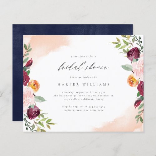 Budget Blush Navy Floral Botanical Bridal Shower