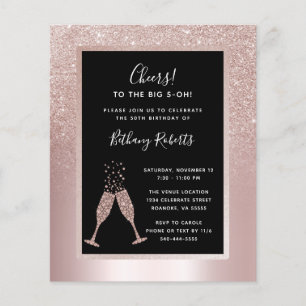 Budget Blush Ombre 50th Birthday Party Invitation