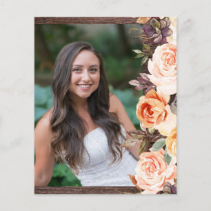 Budget Blush & Peach Floral Rustic Grad Photo Flyer