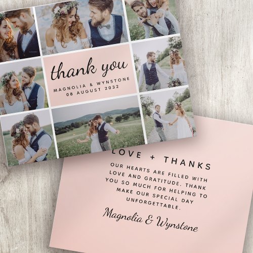 Budget Blush Photo Collage Wedding Thank You Card