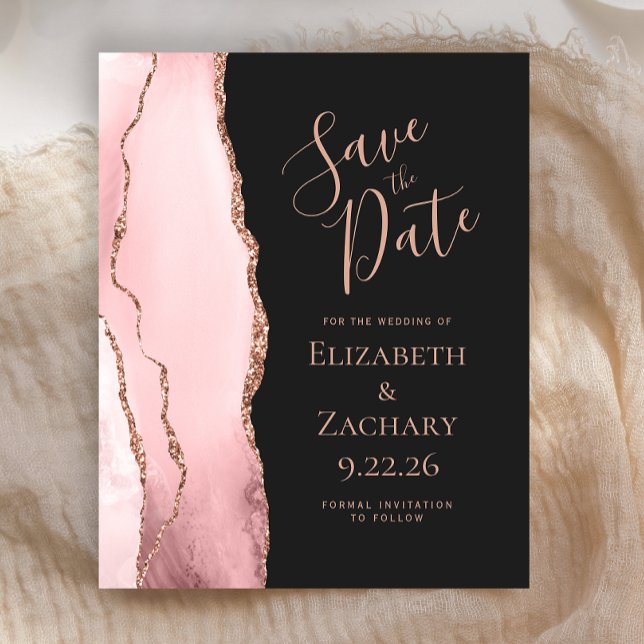 Budget Blush Pink Agate Rose Gold Save the Date (Creator Uploaded)