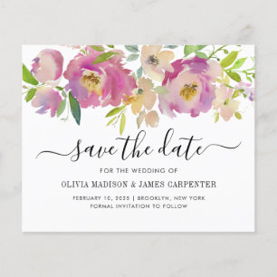 Budget Blush Pink Botanical Floral Save the Date