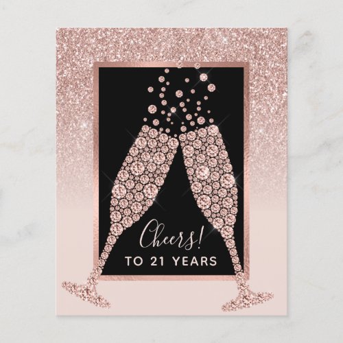 Budget Blush Pink Champagne 21st Birthday Card