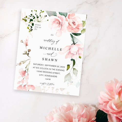 Budget Blush Pink  Eucalyptus Floral Wedding 2 Flyer