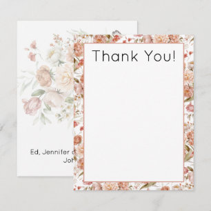 Budget, Blush Pink Floral Baby Shower Thank You Note Card