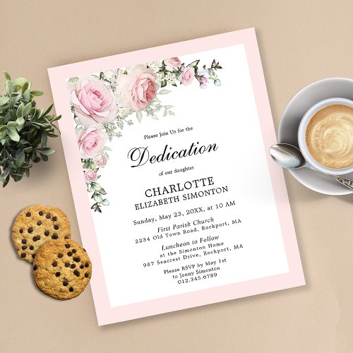 Budget Blush Pink Floral Dedication Invitation
