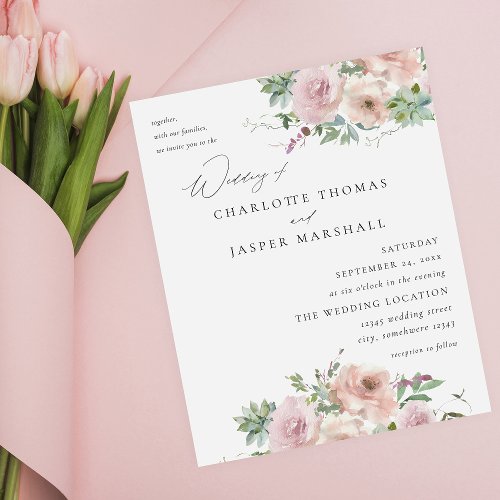 Budget Blush Pink Floral  Succulent Wedding V2 Flyer
