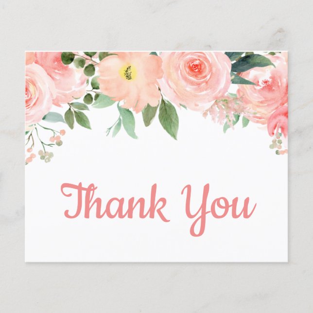 Budget Blush Pink Floral Thank You Card  Flyer (Front)