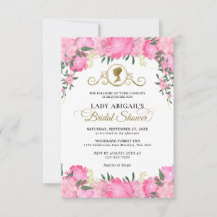Budget Blush Pink Floral Victorian Bridal Shower Note Card