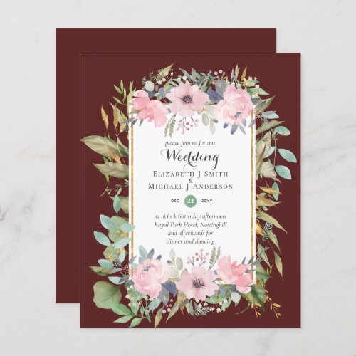 BUDGET Blush Pink Floral Wedding Invitations