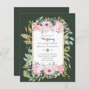 BUDGET Blush Pink Floral Wedding Invitations