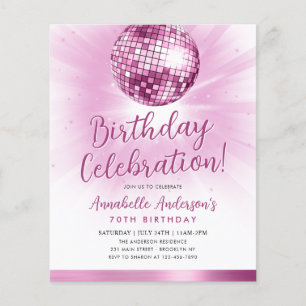Budget Blush Pink Glitter 70s Disco Ball Birthday