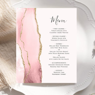 Budget Blush Pink Gold Agate Wedding Menu