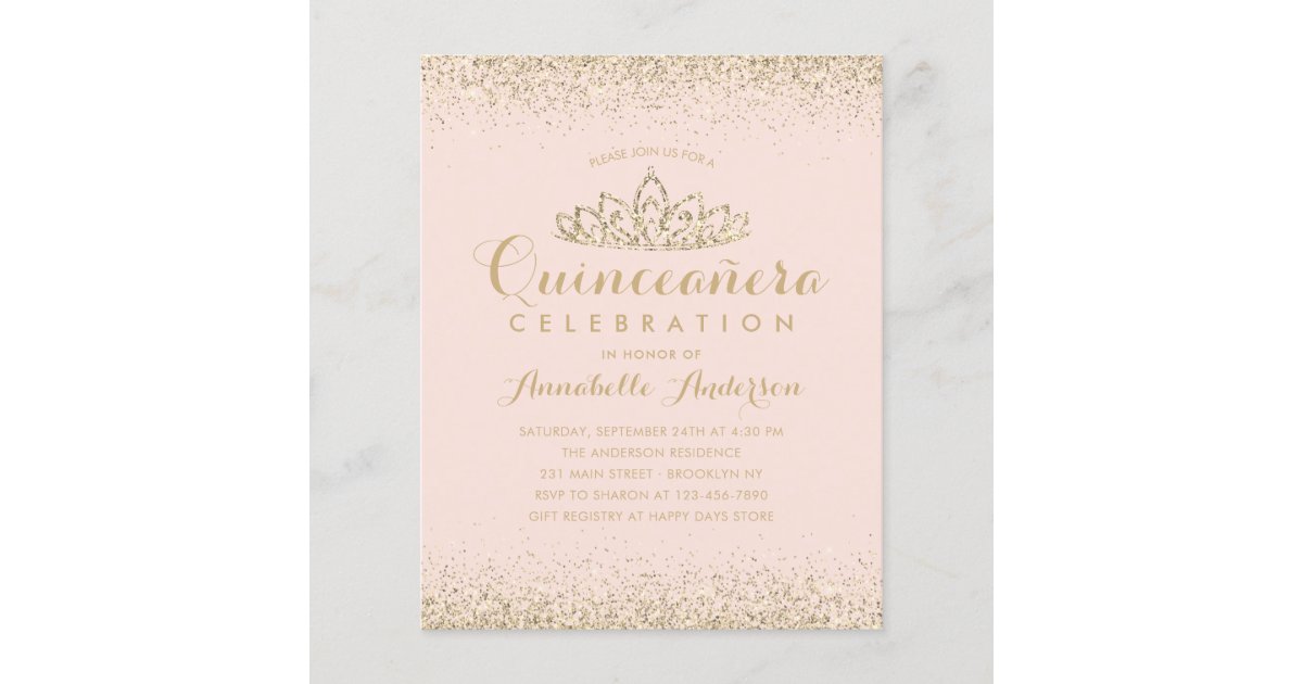 DIY Light Purple Gold Quince Scroll Invitations