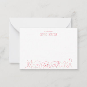 BUDGET Blush Pink Note From Cute Dog Animal Sketch Card