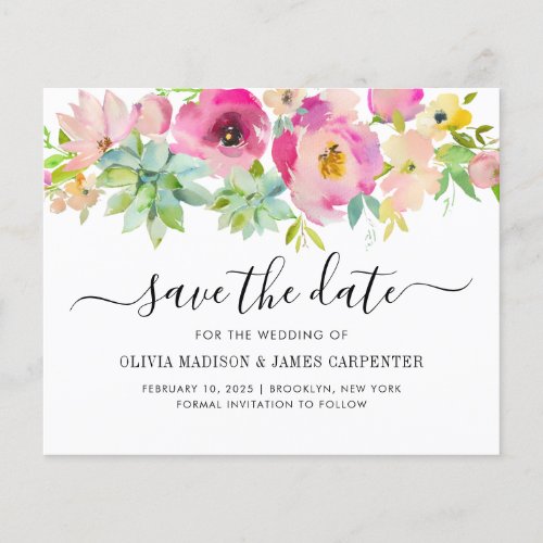 Budget Blush Pink Succulent Floral Save the Date