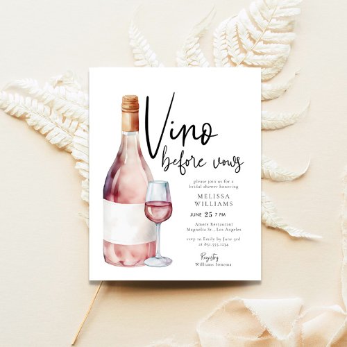Budget Blush Pink Vino Before Vows Bridal Shower  Flyer