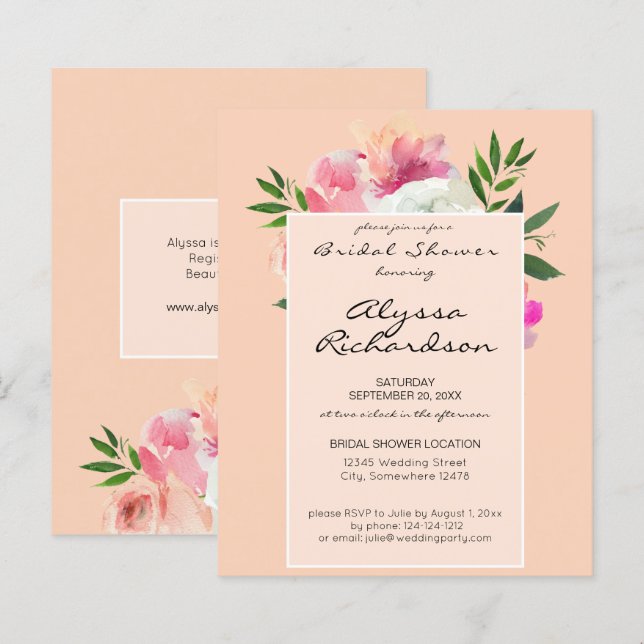 Budget Blush Pink & White Floral- 2B Bridal Shower (Front/Back)