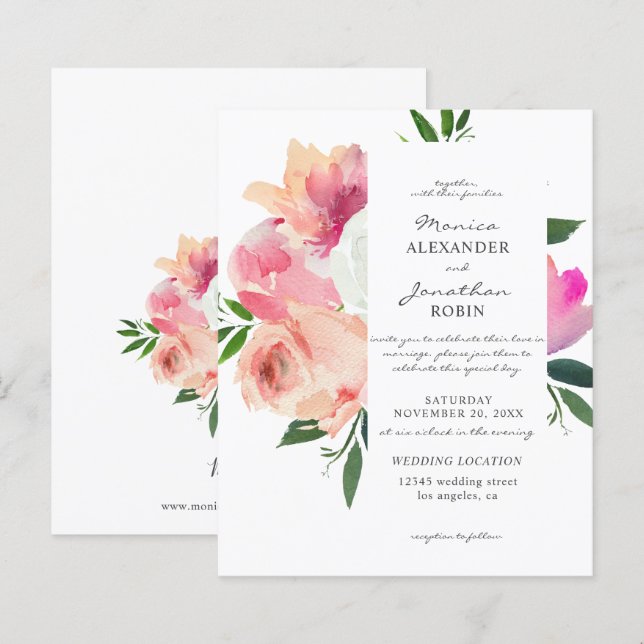 Budget Blush Pink & White Floral Wedding (Front/Back)