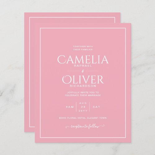 Budget Blush Pink White Monochrome Wedding