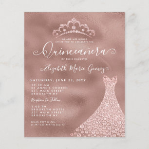 Budget Blush Rose Gold Diamond Tiara Quinceanera