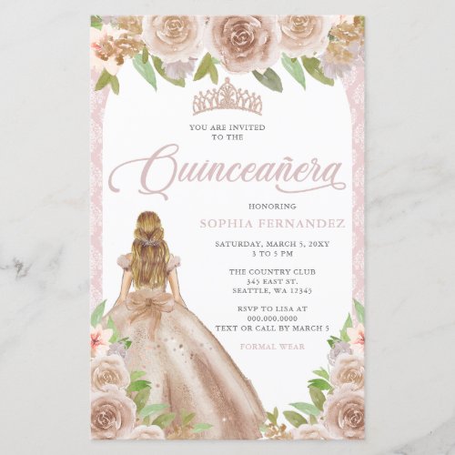 Budget Blush Rose Gold Princess Tiara Quinceaera