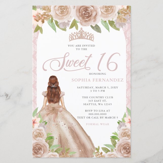  Budget Blush Rose Gold Princess Tiara Sweet 16 (Front)
