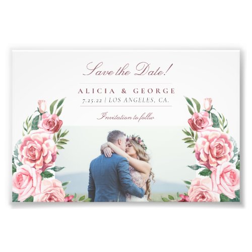 Budget blush roses photo wedding save the date