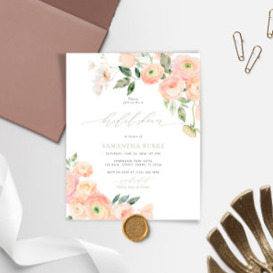 Budget Blush & Sage Green Bridal Shower Invitation