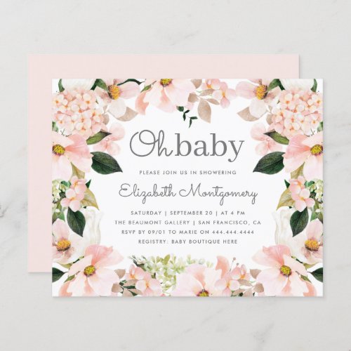 Budget Blush Spring Floral Wreath Oh Baby Shower